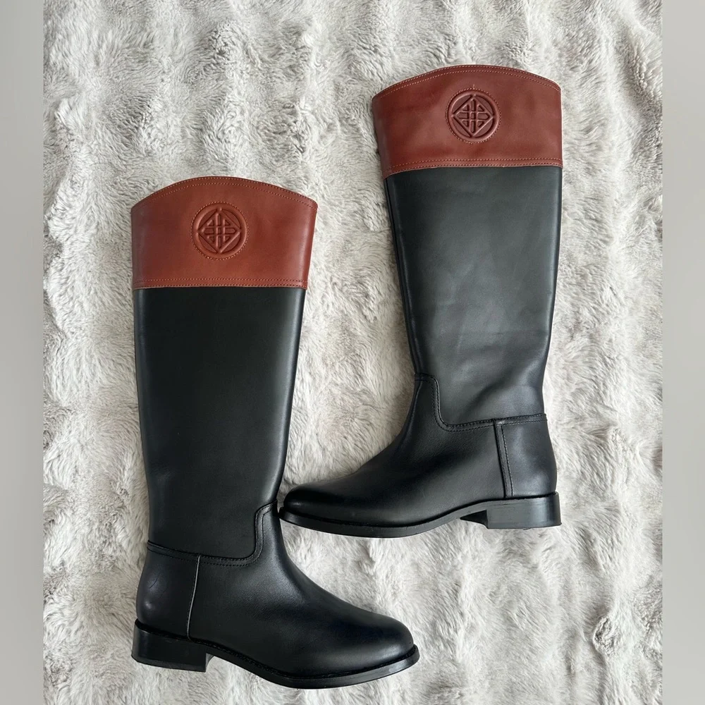 Antonio Melani leather boots size 8.5 black and brown - Picture 1 of 7